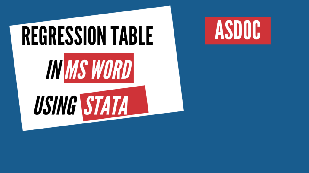 regression table using asdoc in stata