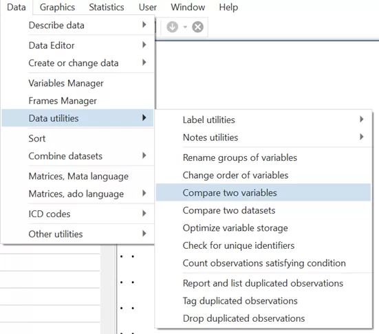 stata compare two variables