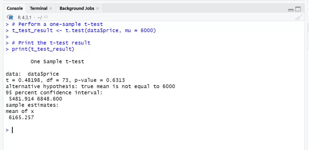one-sample t-test in r